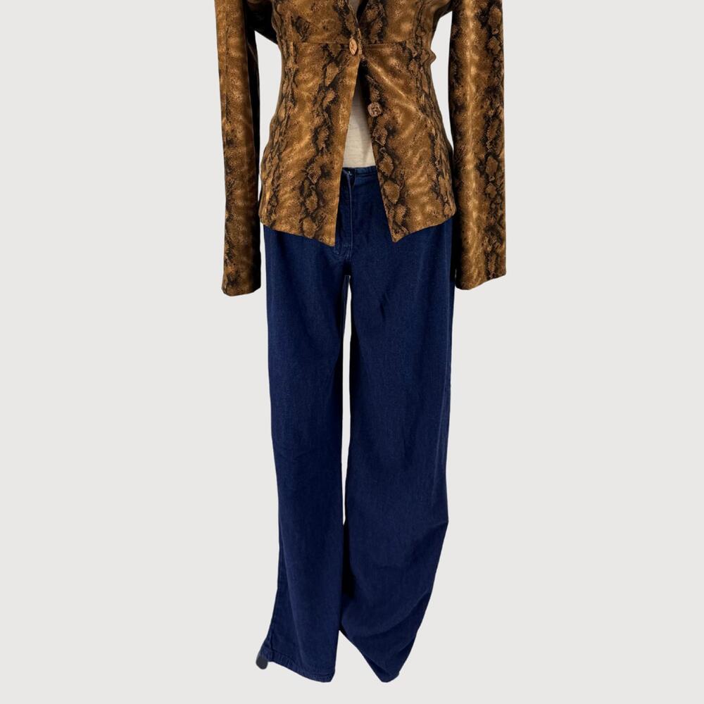 Motel Rocks Wide Leg Chambray Pants Low Rise Blue S